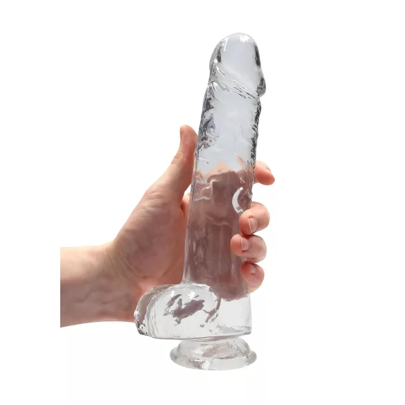 RealRock - caurspīdīgs reālistisks dildo (caurspīdīgs, 22 cm)