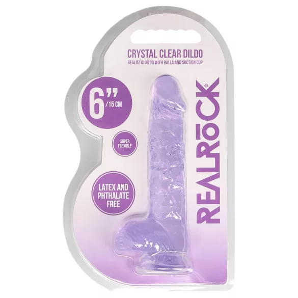 RealRock - caurspīdīgs reālistiskais dildo 15 cm violets