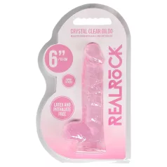 RealRock - caurspīdīgs reālistisks dildo rozā 15 cm