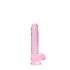 REALROCK - caurspīdīgs dabīgs dildo - rozā (15 cm)