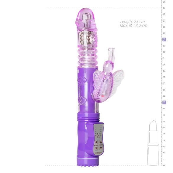 Easytoys Butterfly - rotējošs vibrators ar stumjošu funkciju, violets