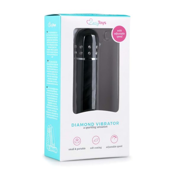 Easytoys Diamond Twirled - griezts stienis vibrators (melns)
