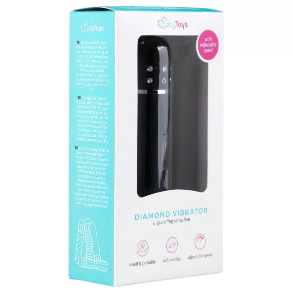 Easytoys mini vibrators ar dimantiem izliekts melns