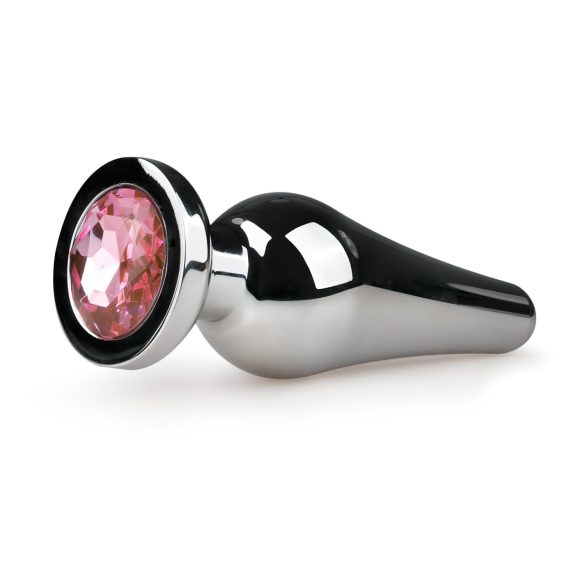 Easytoys Metāla Nr.11 - rozā akmens anālais spraudnis - sudrabs (3,5cm)
