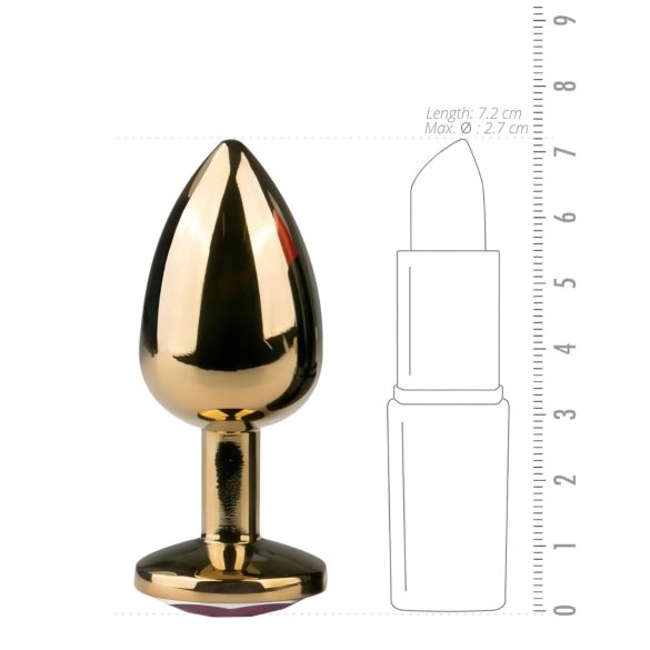 Easytoys Metal No.1 - violeta akmens anālais spraudnis - zelts (2,5cm)
