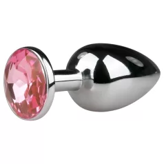   EasyToys Metal No.1 - sudraba anālais konuss ar rozā akmentiņu (2,7 cm)