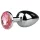 EasyToys Metal No.1 - sudraba anālais konuss ar rozā akmentiņu (2,7 cm)