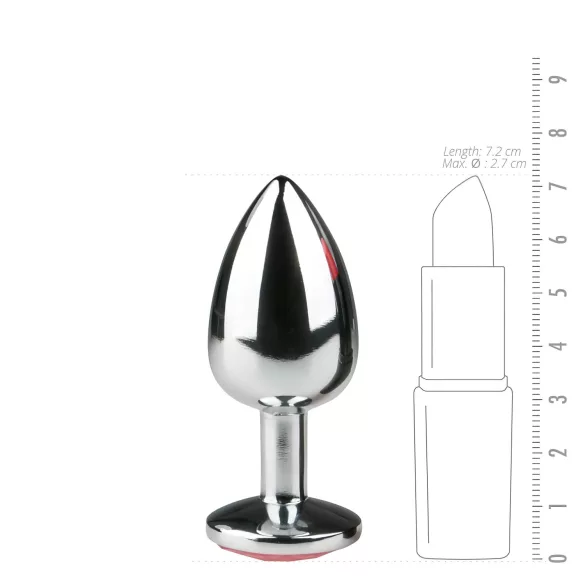 EasyToys Metal No.1 - sudraba anālais konuss ar rozā akmentiņu (2,7 cm)