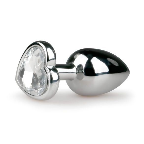 Easytoys Metal No.2 - anālais spraudnis ar sirds formas akmeni (sudrabs-balts)