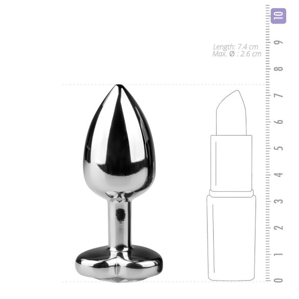 Easytoys metāla anālais spraudnis ar sirds formas akmeni sudraba-balts