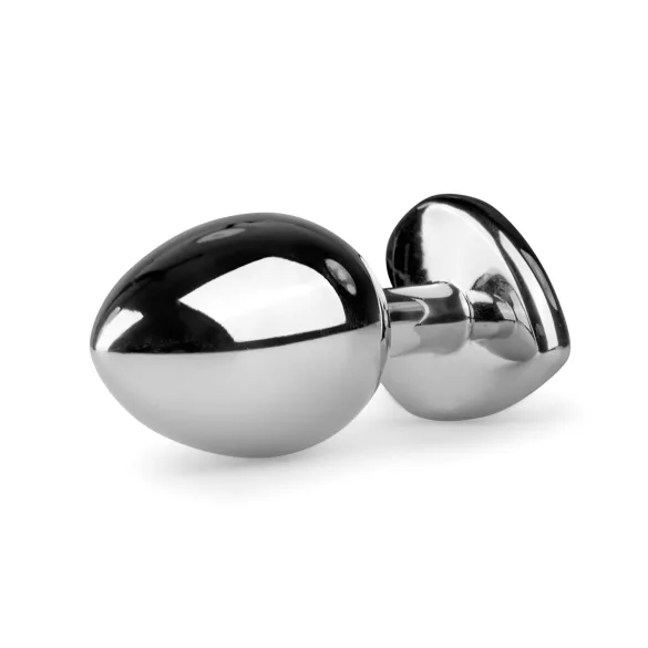 Easytoys metāla anālais plug ar sirds formas balto akmeni, sudraba