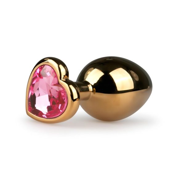 Easytoys Metāla Nr.7 - rozā akmens, zelta konusa anālais spraudnis (3 cm)