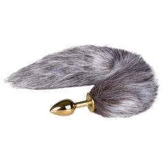   Easytoys Fox NO5 - metāla anālais plug ar lapsas asti zeltaini sudrabains