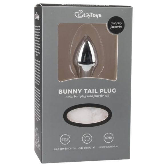 Easytoys Bunny NO1 - metāla anālais aizbāznis ar zaķa asti (sudraba-balts)