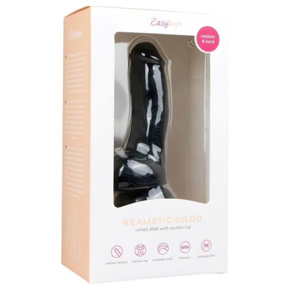 Easytoys - piesūceknis gredzens dildo (15cm) - melns