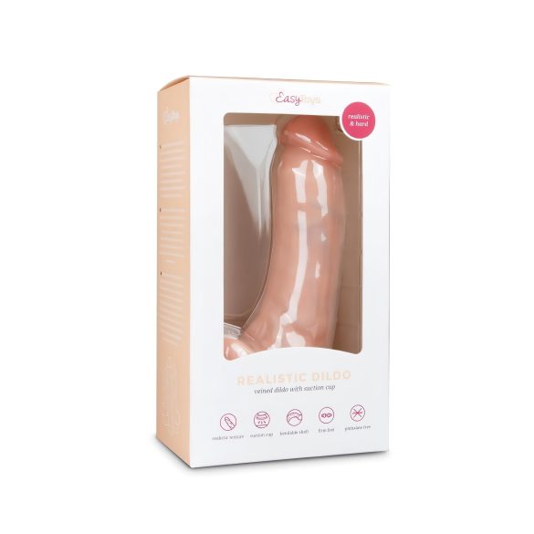 Easytoys - dildo ar piesūcekni un sēkliniekiem 20 cm naturāls