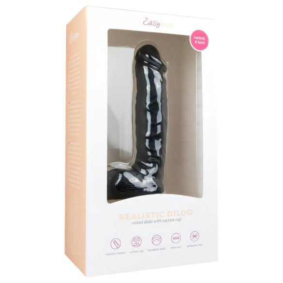 Easytoys - dildo ar piesūcekni un sēkliniekiem 22,5cm melns