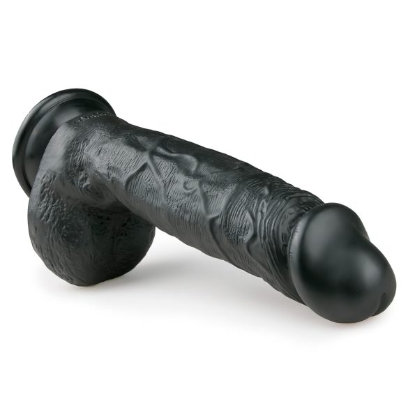 Easytoys - dildo ar piesūcekni un sēkliniekiem 22,5cm melns