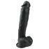 Easytoys - piesūcekņa liels dildo ar sēkliniekiem (26,5 cm) - melns