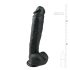 Easytoys - piesūcekņa liels dildo ar sēkliniekiem (26,5 cm) - melns