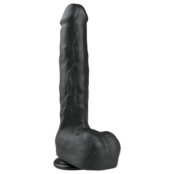 Easytoys - piesūcekņa liels dildo ar sēkliniekiem (29,5 cm) - melns
