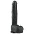 Easytoys - piesūcekņa liels dildo ar sēkliniekiem (29,5 cm) - melns