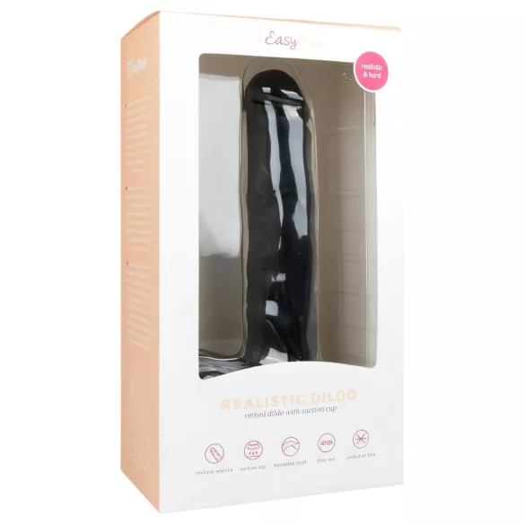 Easytoys - reālistisks dildo ar sēkliniekajiem un piesūcekni 29,5 cm melns