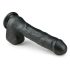 Easytoys - piesūcekņa liels dildo ar sēkliniekiem (29,5 cm) - melns