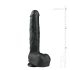 Easytoys - piesūcekņa liels dildo ar sēkliniekiem (29,5 cm) - melns