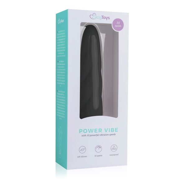 Easytoys Power Vibe - vītņots silikona vibrators (melns)