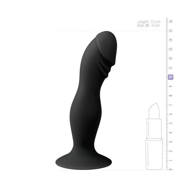 Easytoys - melna piesūcekņa dildo ar galviņu