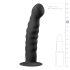 Easytoys anālais dildo ar piesūcekni, rievots, 14cm, melns