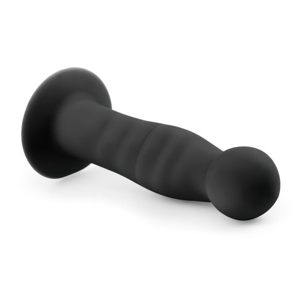 Easytoys anālais dildo ar piesūcekni, rievots, 14cm, melns