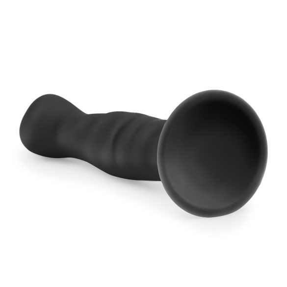 Easytoys anālais dildo ar piesūcekni, rievots, 14cm, melns