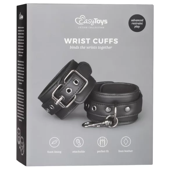 Easytoys - mākslīgās ādas roku dzelži melni