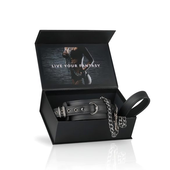 Easytoys - fetiša kaklasiksna un pavada (melna)