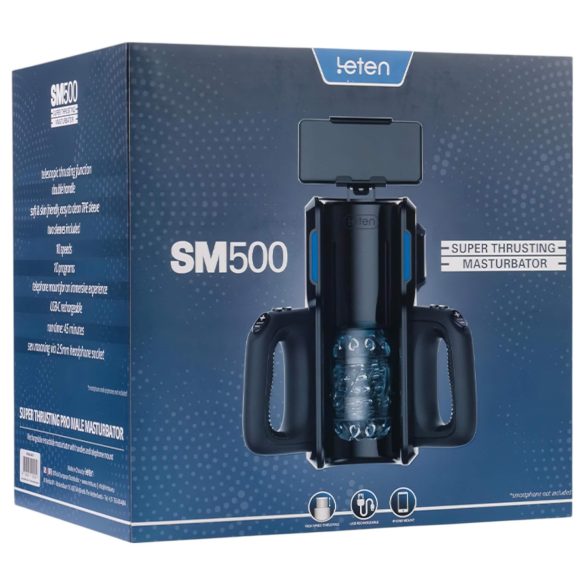 LETEN SM 500 - masturbators ar kustīgu funkciju un telefona turētāju melns