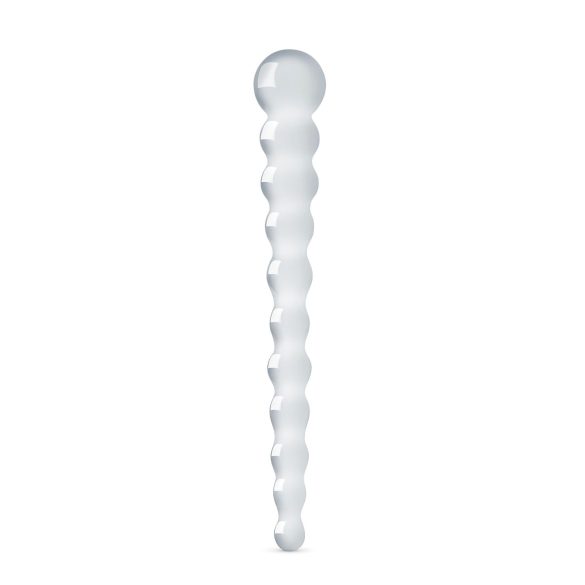 Gildo Stikla Nr. 20 - pērļots stikla dildo (caurspīdīgs)