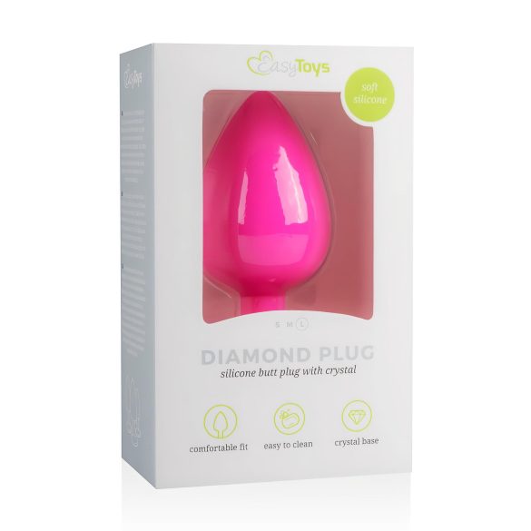 Easytoys Diamond - balts akmentiņš anālā rotaļlieta (liels) - rozā
