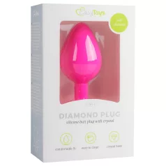   Easytoys Diamond - anālais plug ar baltu akmeni vidējs rozā