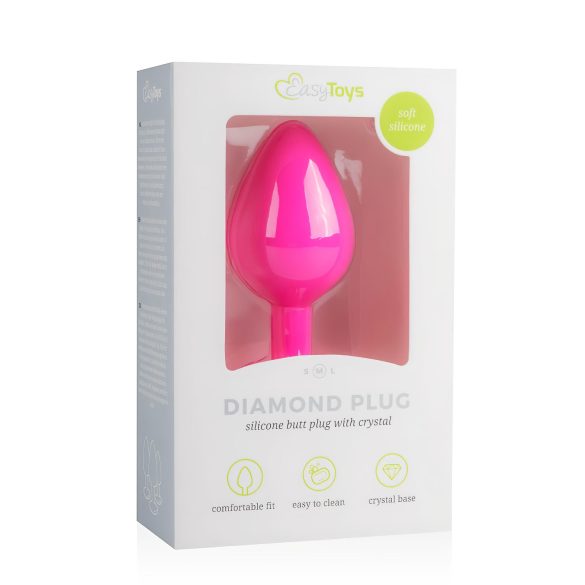 Easytoys Diamond - balta dārgakmens anālais spraudnis (vidējs) - rozā