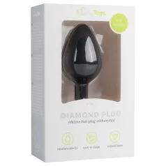   Easytoys Diamond - anālais aizbāznis ar balto akmentiņu vidējs melns