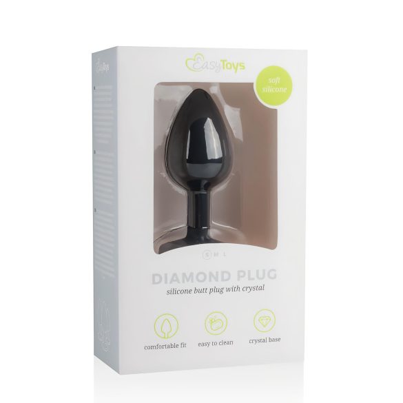 Easytoys Diamond - balta akmens anālais aizbāznis (mazs) - melns