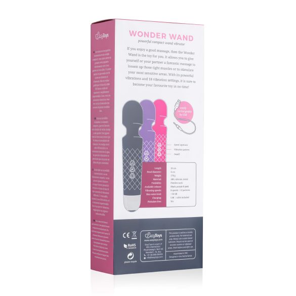 EasyToys mini wand masāžas vibrators uzlādējams violets