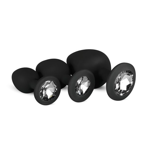 Easytoys Diamond - anālo aizbāžņu komplekts (melns)