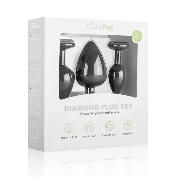 Easytoys Diamond - anālo aizbāžņu komplekts melns