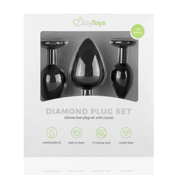 Easytoys Diamond - anālo aizbāžņu komplekts melns