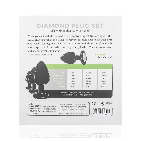 Easytoys Diamond - anālo aizbāžņu komplekts melns