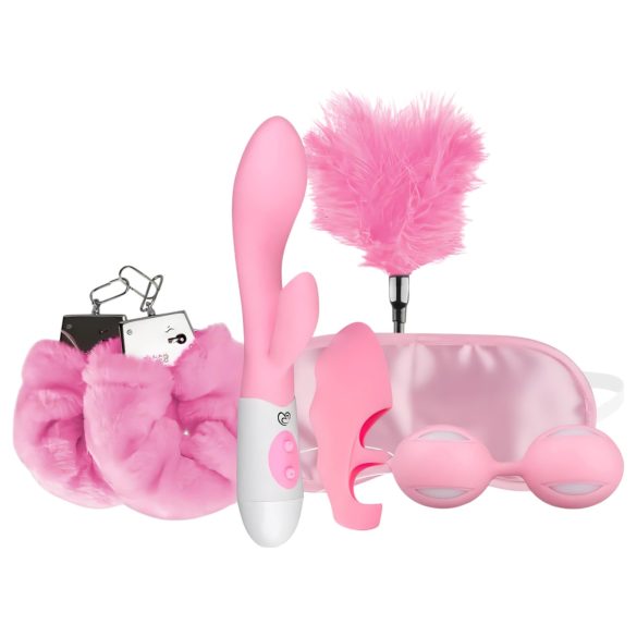 LoveBoxxx I Love Pink - vibrācijas sasiešanas komplekts (6 daļas) - rozā