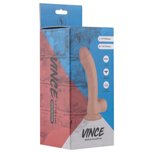 Real Fantasy Vince - dildo ar sēkliniekiem un priekšādiņu 19,5 cm naturāls